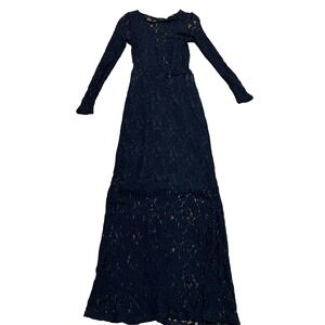 Kate London Black Lace Maxi Dress Long Sleeve‎ Evening Formal
